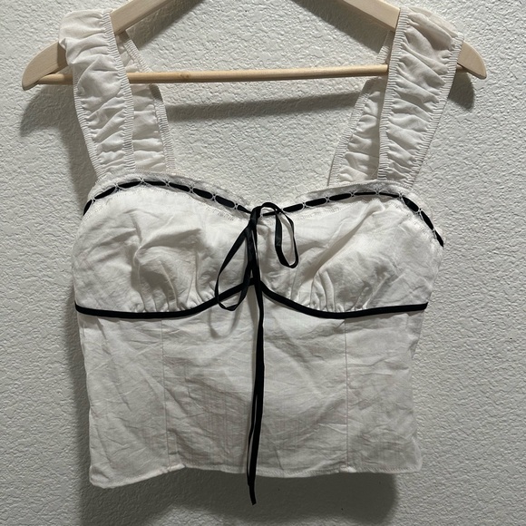 Sienna Sky Tops - Sienna Sky tank M white with black ribbon accent